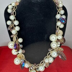 Charter Club faux pearl and goldtone coin necklace